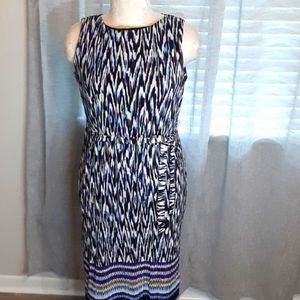 Dana Buchman Sleeveless Belted Multi colored Pleated Dress